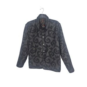 Vintage Reversible Jacket Black Embroidered/Patchwork Women's Size XL